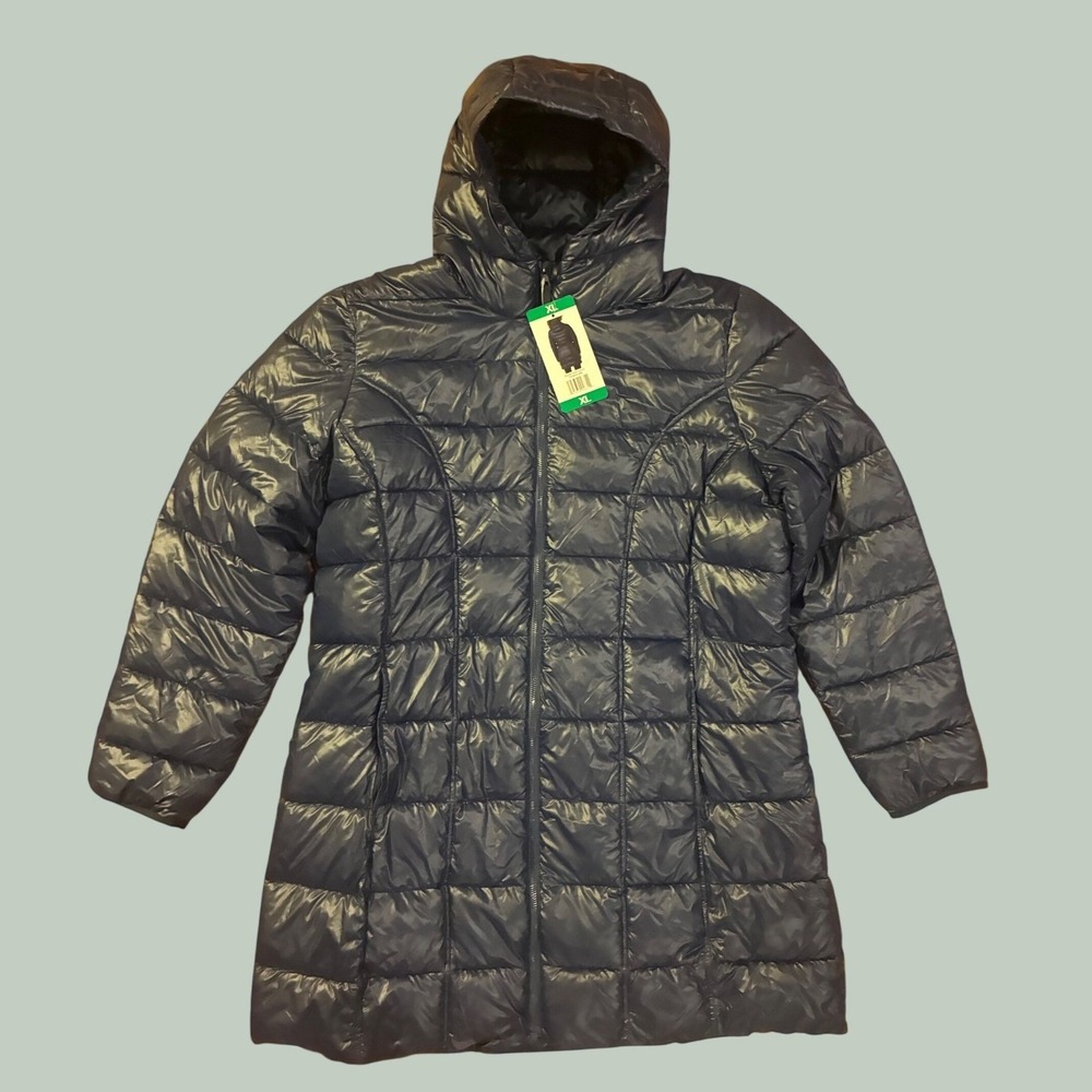 Aventure Navy Night Puffer Jacket Longline Hooded Quilted‎ Parka XL New